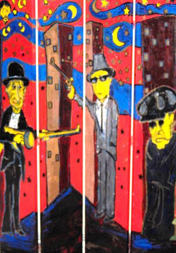 Carlo Gambino Vincent Gigante Sam Giancana Gangster Mural